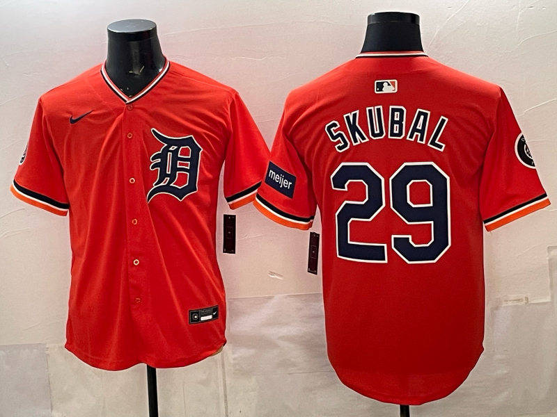 Men Detroit Tigers #29 Skubal orange Game Nike MLB Jersey 20260320002->->MLB Jersey